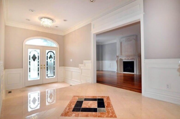 front door hallway with custom floor decor